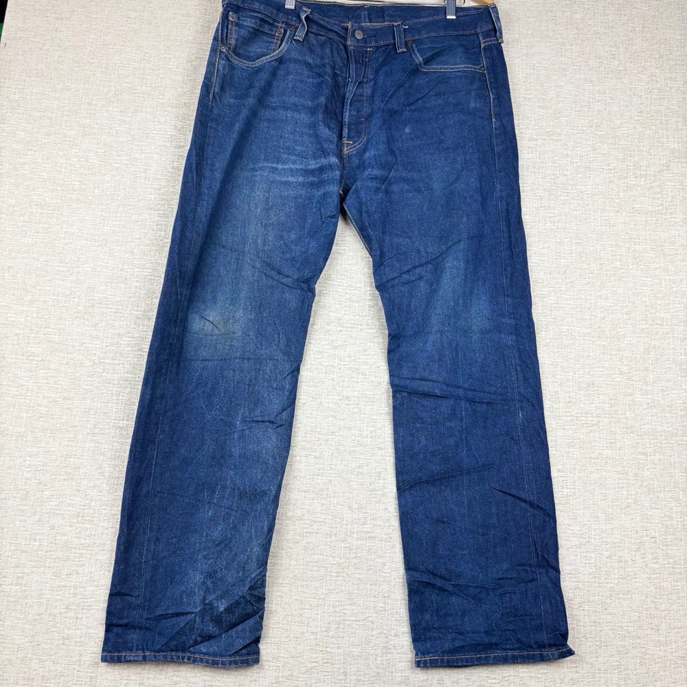 Levis 501 Mens 36x32 Vintage Style  Jeans Thigh Distressed Indigo Festival Blue